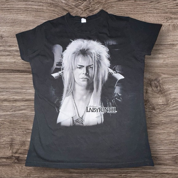 Tultex Other - Labyrinth David Bowie Jareth Graphic T Shirt Black Tultex Y2K Retro Size L